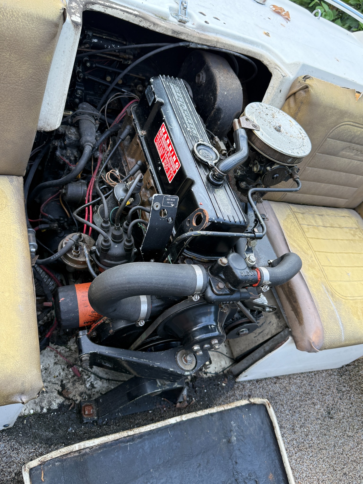 Original MerCruiser engine during recommissioning
